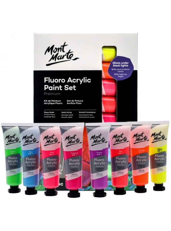 Akryyliväri 8 x 36ml Neon Flouro Mont Marte Cheap